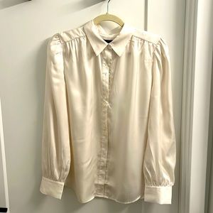Ann Taylor Satiny Cream Button Down